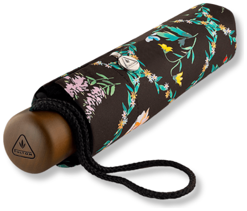 Женский зонт Fulton L354 Minilite-2 Cottage Garden (механика, складной, черного цвета с принтом цветов) 95526 modnotak фото №5