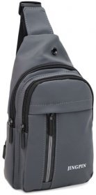Темно-серая мужская сумка-слинг вертикального формата из текстиля Monsen (19408)