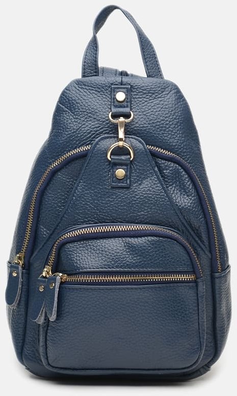 Женский кожаный повседневный рюкзак синего цвета Borsa Leather (21298)
