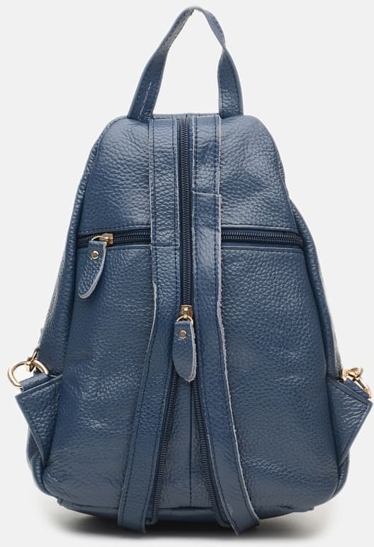 Женский кожаный повседневный рюкзак синего цвета Borsa Leather (21298)