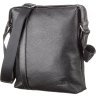 Чорна чоловіча сумка-планшет середнього розміру з фактурної шкіри з плечовим ременем SHVIGEL (2411122) - 1