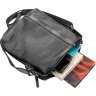 Черная мужская сумка-планшет среднего размера из фактурной кожи с плечевым ремнем SHVIGEL (2411122) - 3