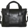Кожаная мужская сумка черного цвета с ручками и ремнем на плечо VATTO (11967) - 1