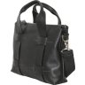Кожаная мужская сумка черного цвета с ручками и ремнем на плечо VATTO (11967) - 3