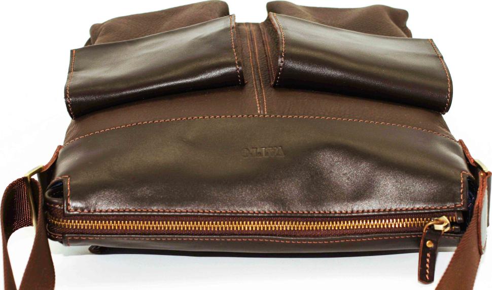 Современная мужская кожаная сумка коричневого цвета VATTO (12067)