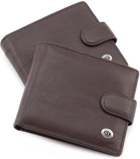 Коричневий шкіряний гаманець на кнопці ST Leather (18806)