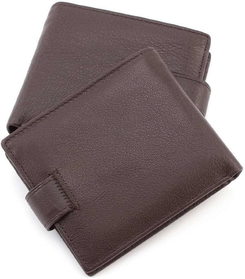 Коричневий шкіряний гаманець на кнопці ST Leather (18806)