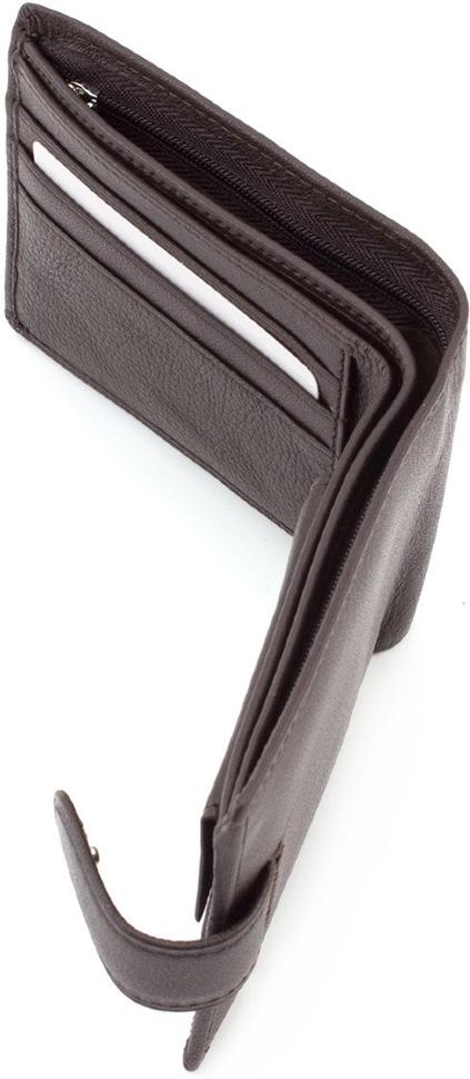 Коричневый кожаный кошелек на кнопке ST Leather (18806)