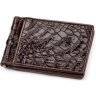 Мужской зажим для денег из натуральной кожи крокодила коричневого цвета CROCODILE LEATHER (024-18052) - 1