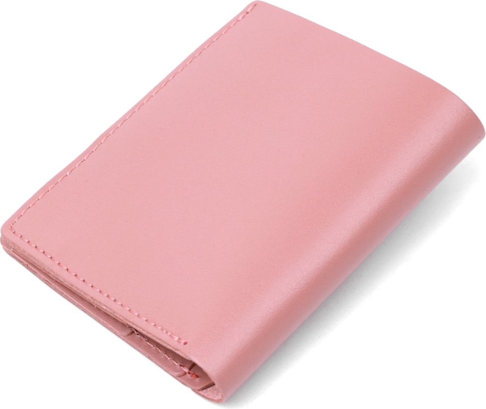 Розовый женский кошелек из натуральной кожи с хлястиком на кнопке Shvigel (2416509)