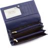 Шкіряний гаманець із золотистою фурнітурою синього кольору BOSTON (16210) - 2