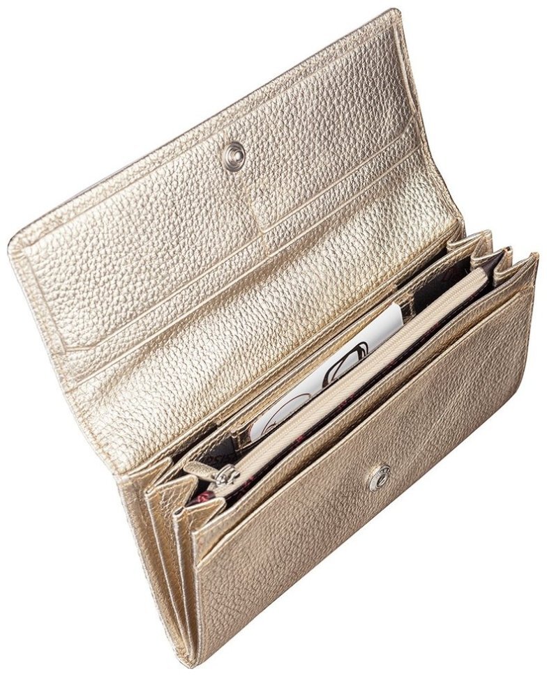 Кошелек из фактурной кожи золотистого цвета на кнопке Desisan 107326 для женщин modnotak фото №4