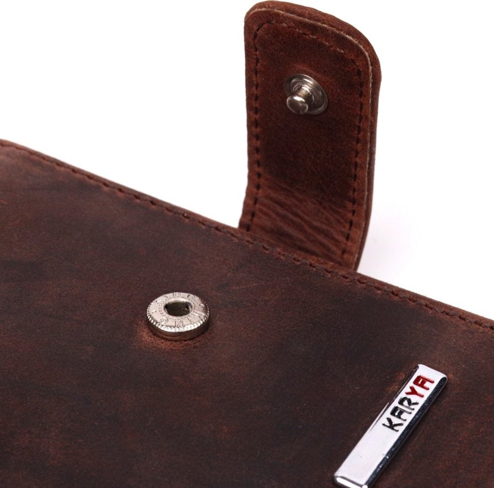 Компактный мужской кошелек темно-коричневого цвета из добротной винтажной кожи KARYA (2421328)