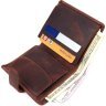 Компактний чоловічий гаманець темно-коричневого кольору із добротної вінтажної шкіри KARYA (2421328) - 4