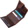 Компактний чоловічий гаманець темно-коричневого кольору із добротної вінтажної шкіри KARYA (2421328) - 5