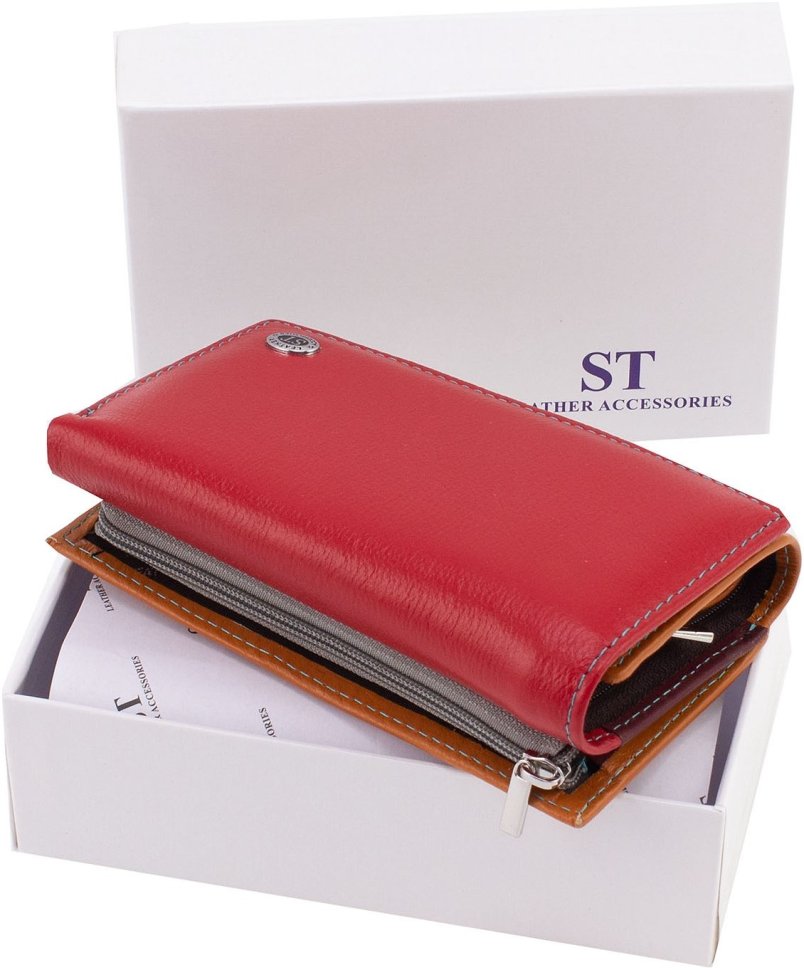 Кольоровий жіночий гаманець середнього розміру з натуральної шкіри ST Leather 1767326