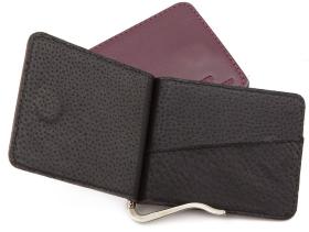 Кожаный зажим для бумажных денег цвета марсала ST Leather (16387) - 2