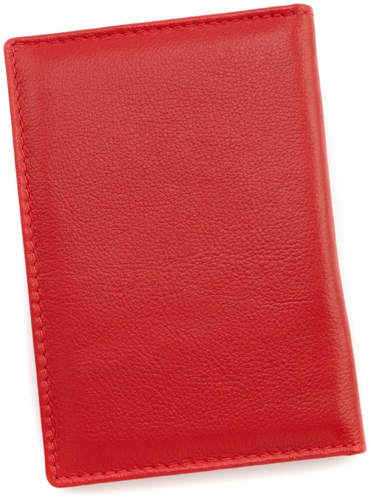 Кожаная в красном цвете обложка для паспорта и отделениями для карточек ST Leather 97726 modnotak фото №3