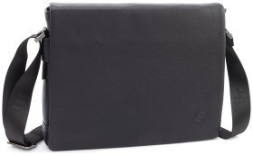 Горизонтальна шкіряна сумка месенджер формату А4 H.T Leather 107926 чорна