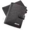 Чоловічий гаманець чорного кольору з фіксацією на кнопку KARYA (0957-45) - 1