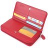 Большой кожаный кошелек для женщин с отделением для карточек на кнопке и для купюр на молнии Tony Perotti красного цвета 108526 modnotak фото - 6