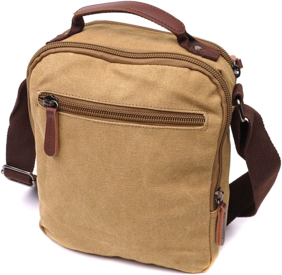 Чоловіча сумка-барсетка із текстилю пісочного кольору Vintage 2422239