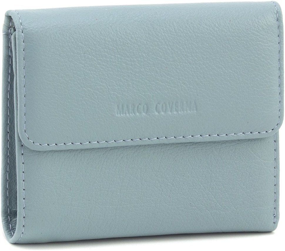 Блакитний жіночий гаманець невеликого розміру з натуральної шкіри Marco Coverna 68626