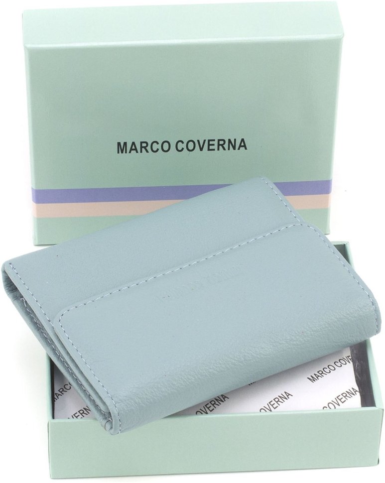 Голубой женский кошелек небольшого размера из натуральной кожи Marco Coverna 68626