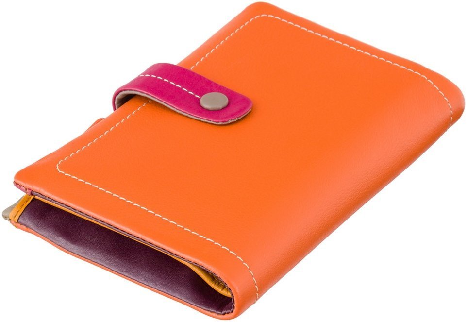 Помаранчевий жіночий гаманець з натуральної шкіри високої якості з ефектним світлим рядком Visconti Malabu 68826