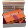 Оранжевый женский кошелек из натуральной кожи высокого качества с эффектной светлой строчкой Visconti Malabu 68826 - 9