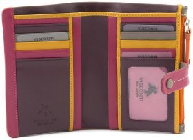 Оранжевый женский кошелек из натуральной кожи высокого качества с эффектной светлой строчкой Visconti Malabu 68826