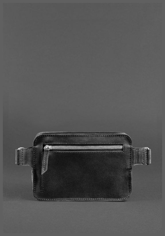 Поясна сумка-бананка з вінтажної шкіри чорного кольору BlankNote Dropbag Mini 78826