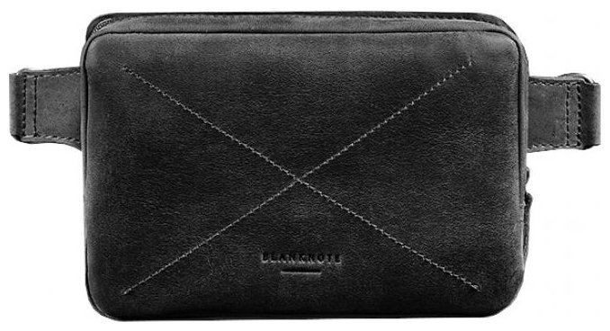 Поясная сумка-бананка из винтажной кожи черного цвета BlankNote Dropbag Mini 78826