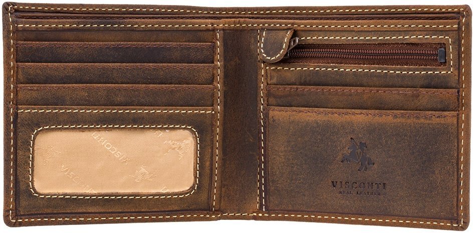 Чоловічий гаманець із вінтажної шкіри без застібки Visconti Shield 68926