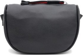 Женская кожаная сумка черного цвета с текстильным плечевым ремнем Borsa Leather (59126)