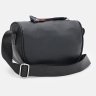 Женская кожаная сумка черного цвета с текстильным плечевым ремнем Borsa Leather (59126) - 2