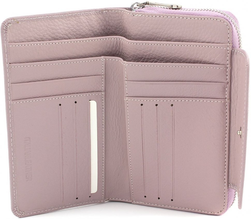 Удобный кожаный женский кошелек темно-розового цвета на два отдела ST Leather (15370)