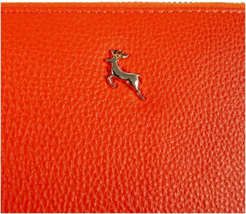 Оранжевый женский кошелек из фактурной кожи на молнии Ashwood 69626