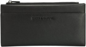 Кожаный женский купюрник черного цвета на кнопках Smith&Canova Jensen 69726