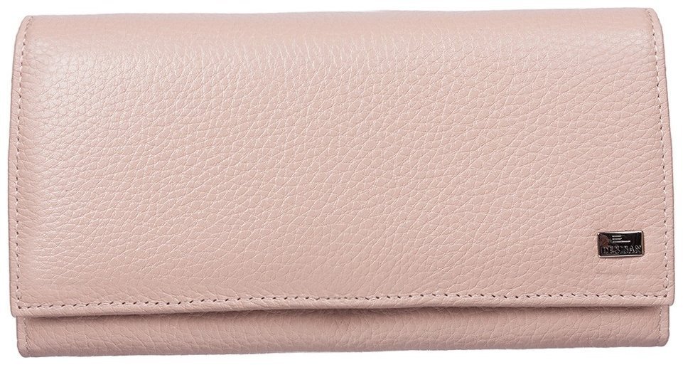 Пудровый женский кошелек из фактурной кожи с клапаном на кнопке Desisan 80227 modnotak фото №1