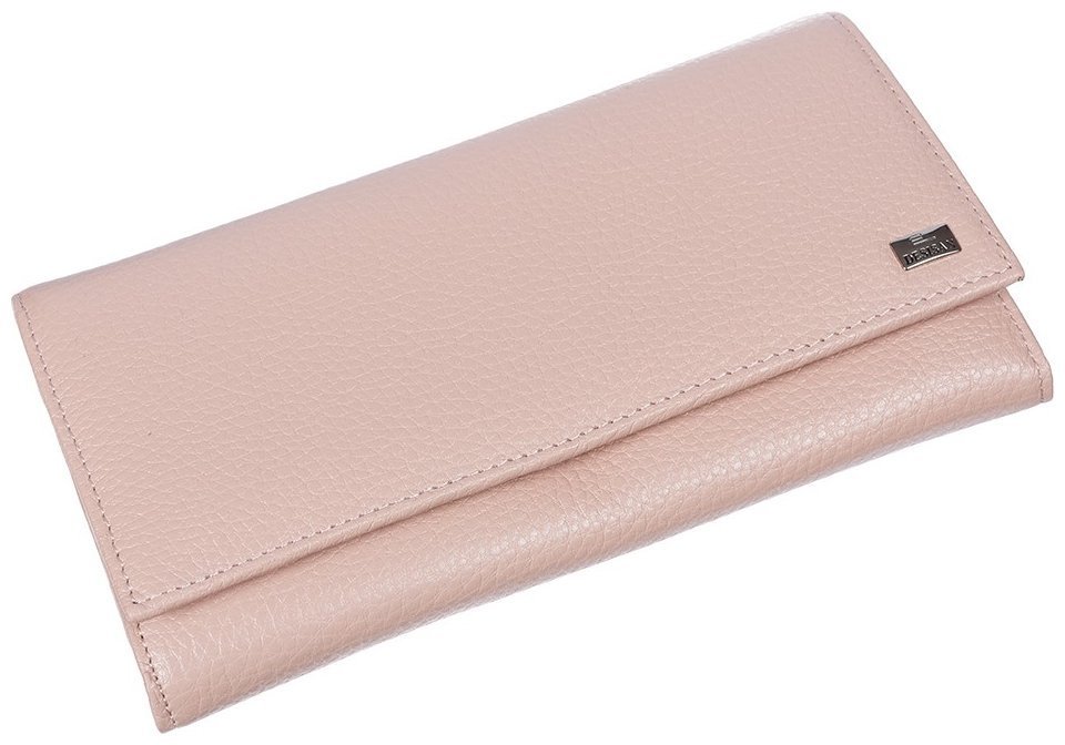 Пудровый женский кошелек из фактурной кожи с клапаном на кнопке Desisan 80227 modnotak фото №3