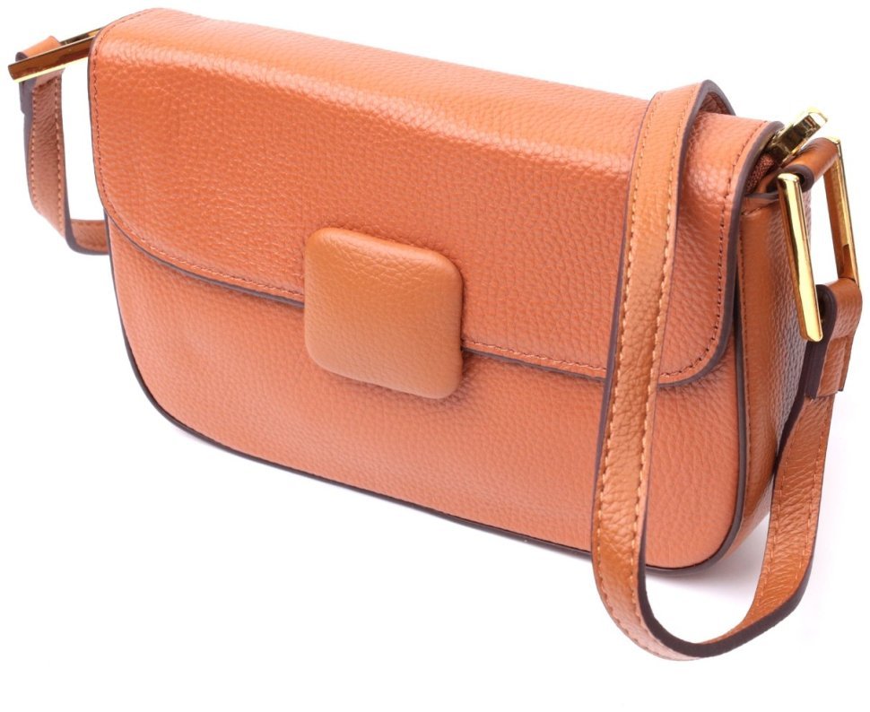 Жіноча сумка-кроссбоді з натуральної коричневої шкіри з клапаном на магніті Vintage 2422390