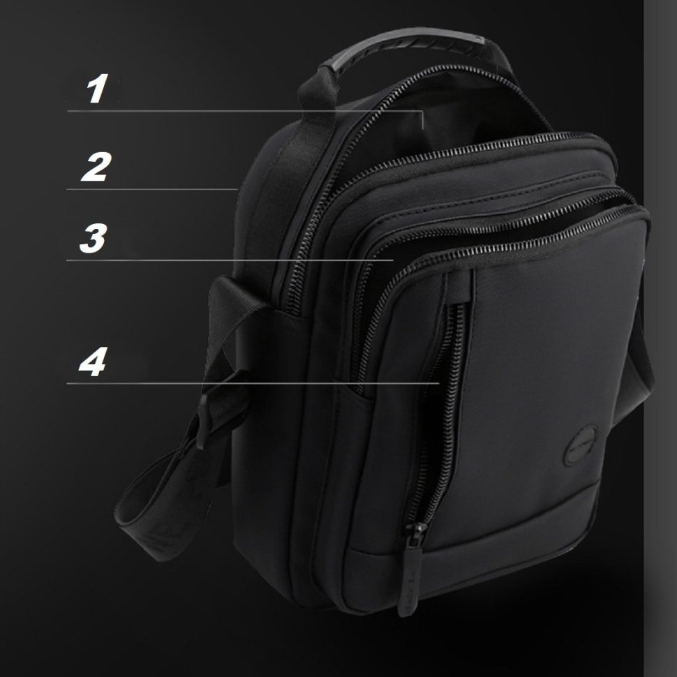 Текстильная мужской сумка барсетка с удобной ручкой для носки Confident 90727 Черная modnotak фото №3