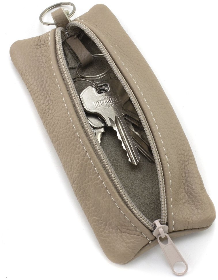 Недорога жіноча ключниця із натуральної шкіри бежевого кольору ST Leather 70827