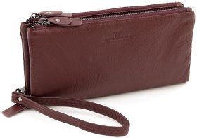 Бордовий жіночий шкіряний гаманець-клатч з ремінцем на руку ST Leather 90827
