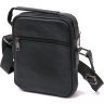 Черная мужская компактная сумка-барсетка из натуральной кожи на змейке Vintage (20692) - 2