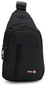 Текстильная мужская сумка-слинг среднего размера в черном цвете Monsen 71527