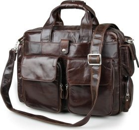Кожаная мужская деловая сумка с креплением на ручку чемодана VINTAGE STYLE (14370)