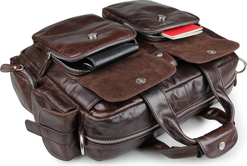 Кожаная мужская деловая сумка с креплением на ручку чемодана VINTAGE STYLE (14370)