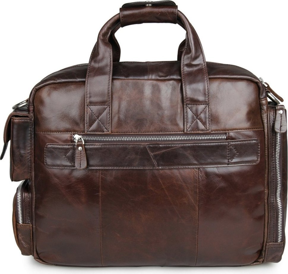 Шкіряна чоловіча ділова сумка з кріпленням на ручку валізи VINTAGE STYLE (14370)
